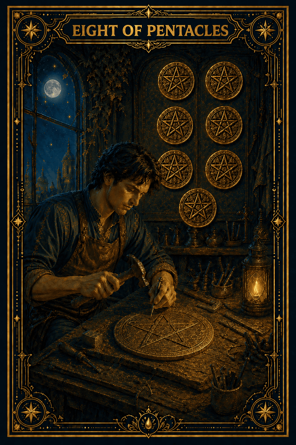 Eight of Pentacles tarot card