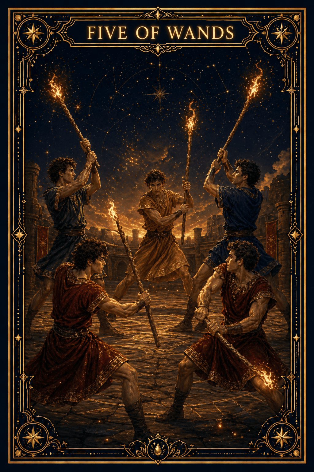 Five of Wands tarot card