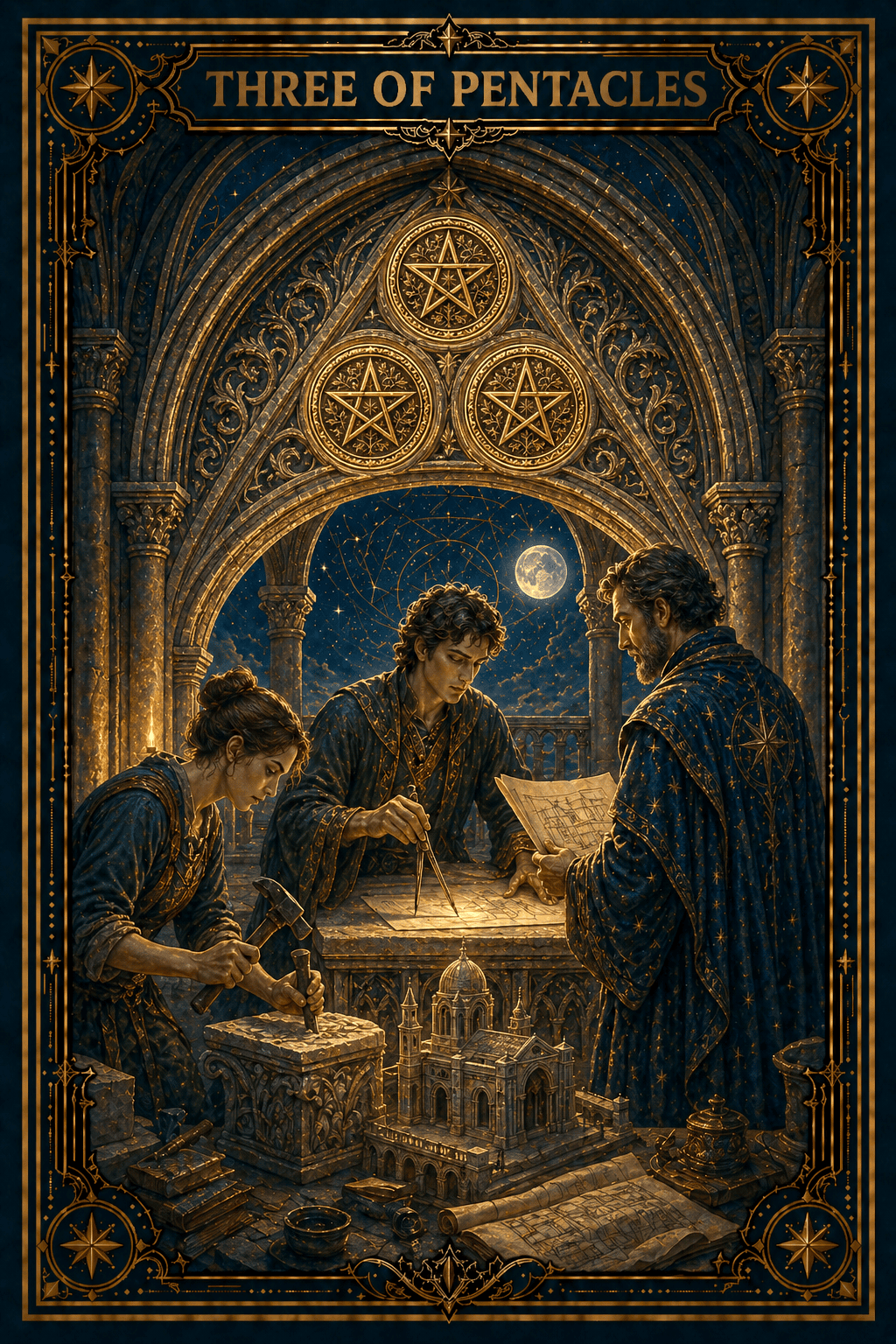 Three of Pentacles tarot card